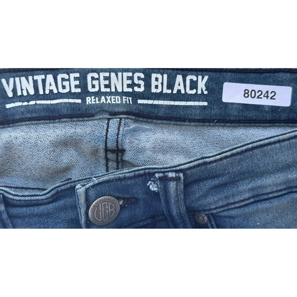 Vintage Genes Black Relaxed Fit Jeans Blue Denim Mens W28 L30 Stretch 80242